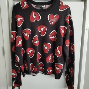 Love Moschino Women's Black Sweater with Red Heart Pattern